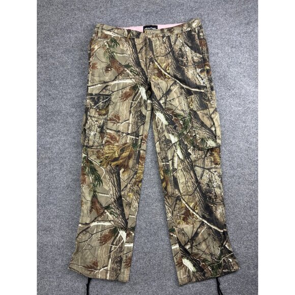 Realtree Pants Girls Large 14-16 Camo Cargo Hunting Outdoors Pink Lining Cotton - Picture 1 of 8